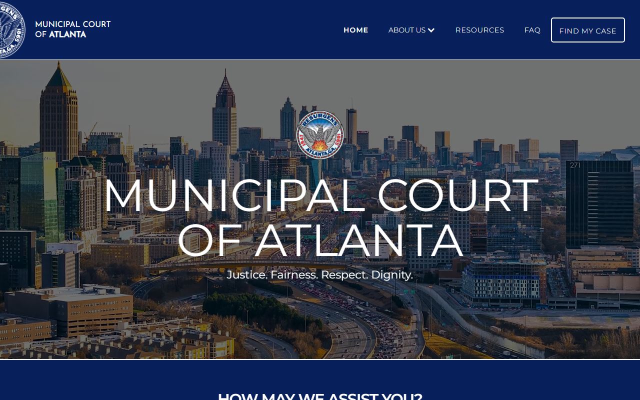 Atlanta Municipal Court website showing civil court records search options for Atlanta Georgia