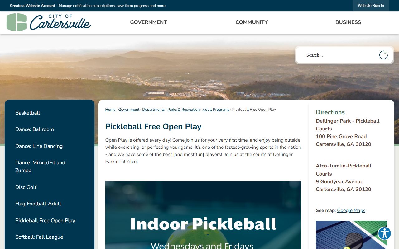 Cartersville Municipal Court page for civil court records in Cartersville Georgia
