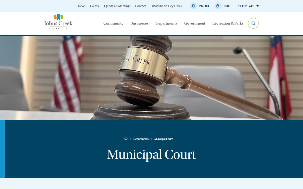 Johns Creek Municipal Court page related to civil court records in Johns Creek Georgia