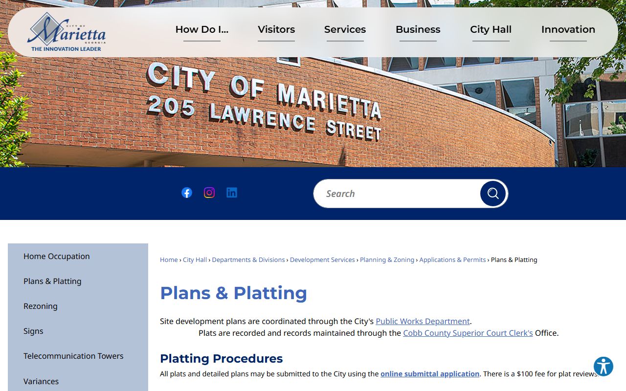 Marietta Municipal Court page related to civil court records in Marietta Georgia