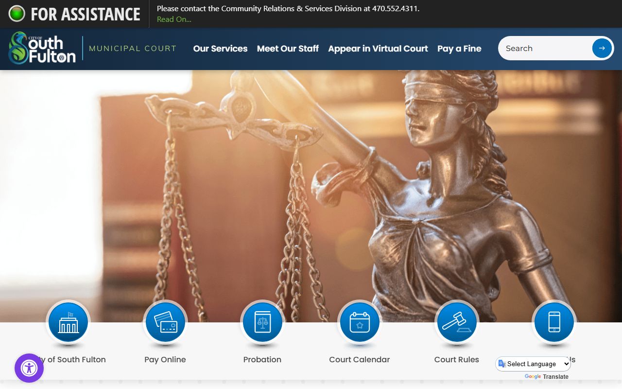 South Fulton Municipal Court page related to civil court records in South Fulton Georgia