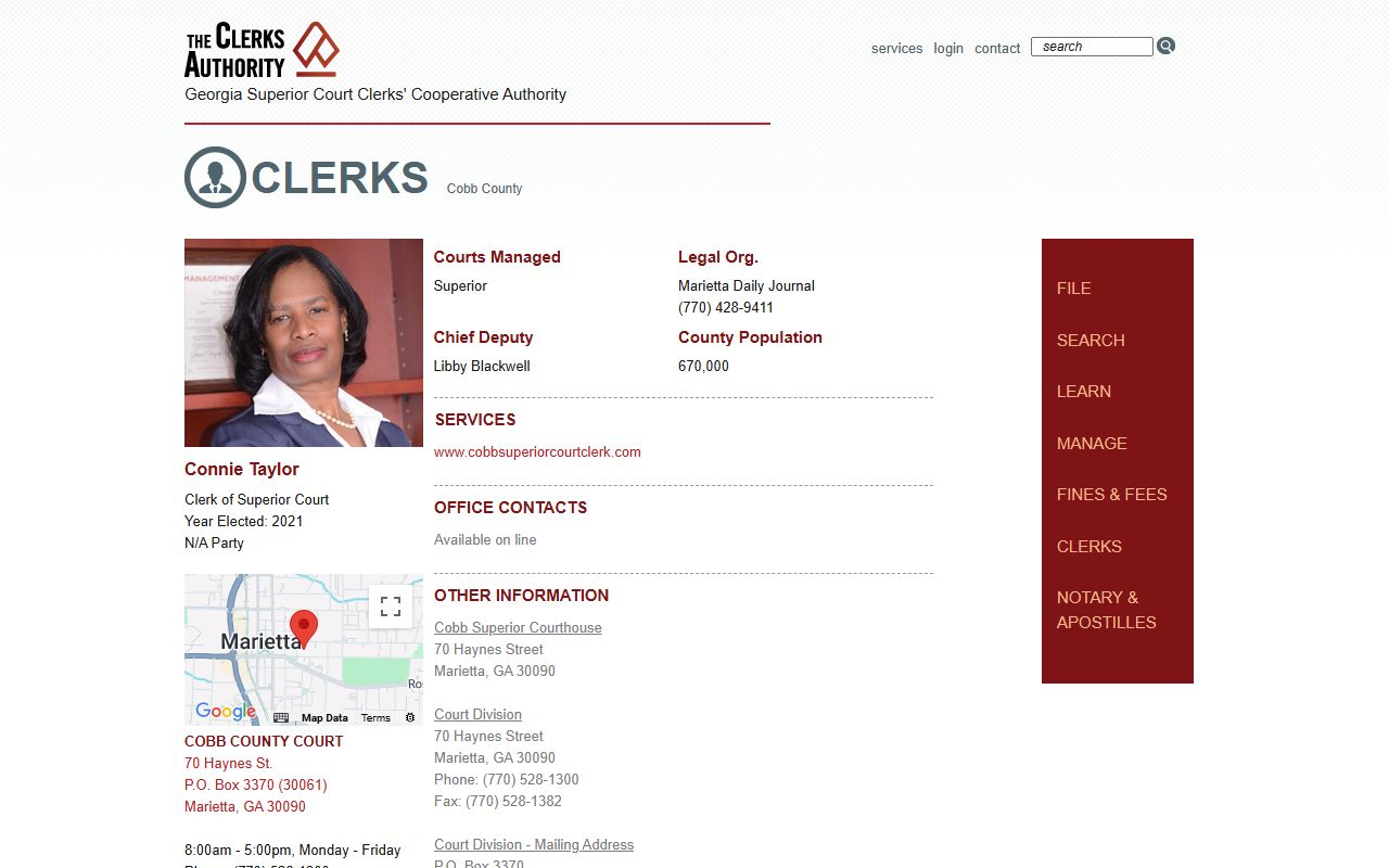 Coweta County GSCCCA clerk profile page showing civil court record access for Newnan Georgia