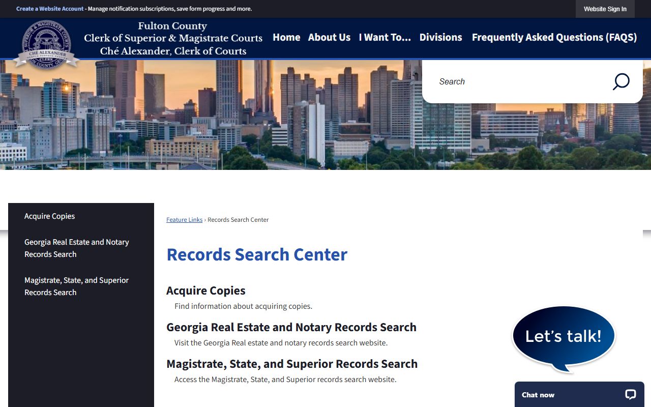 Fulton County Records Search Center portal for civil court records lookup in Atlanta Georgia