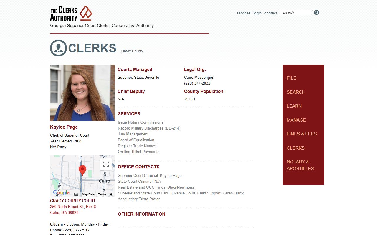Glynn County GSCCCA clerk profile for civil court records and re:SearchGA access