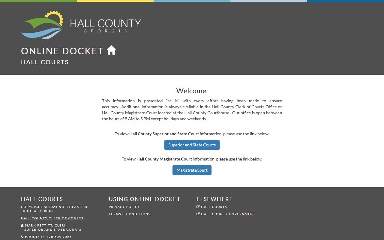 Hall County online docket portal for civil court records search