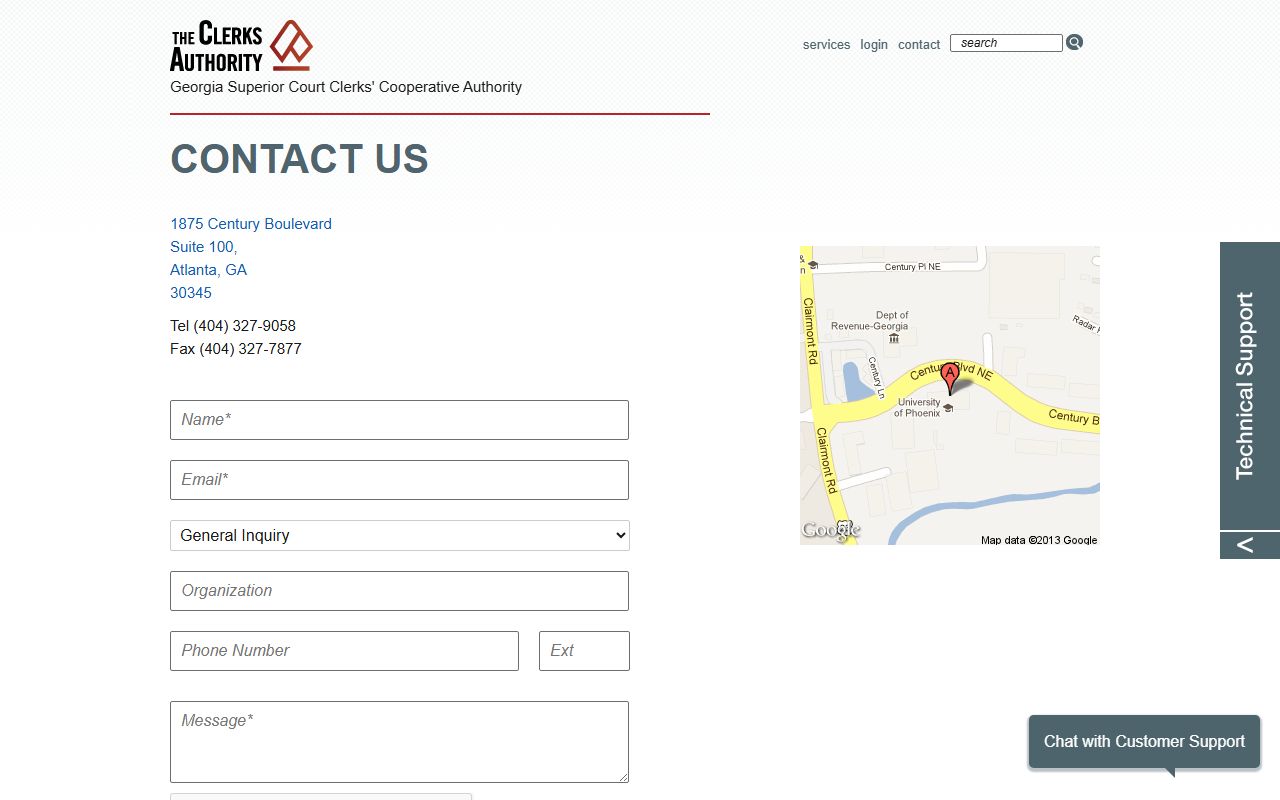 GSCCCA contact page for Georgia civil court records questions and support