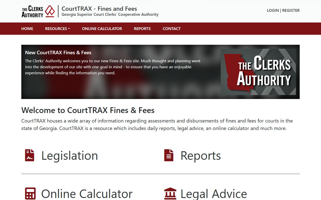 CourtTRAX fines and fees data for Georgia civil court records and costs