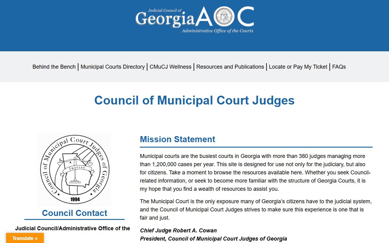 Council of Municipal Court Judges for Georgia civil court records overview